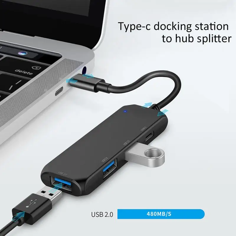

Car Cable Type C Hub Splitter Adapter 3 USB 2.0 Ports PD Charging Port Slim Aluminum USB C Compatible for Macbook Air Devices
