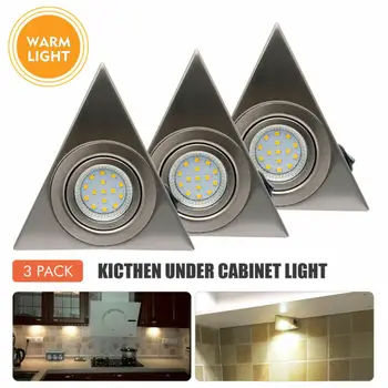 

3PCS 220V Led Mains Kitchen Under Cabinet Cupboard Triangle Light Kit Cool Warm Light