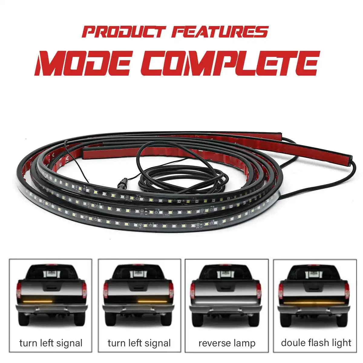 

2pcs 1.8M Car Trunk Sequential LED Strip Turn Signal Switchback Indicator Reverse Light Running Fog Lamp Truck Side Brake Lights
