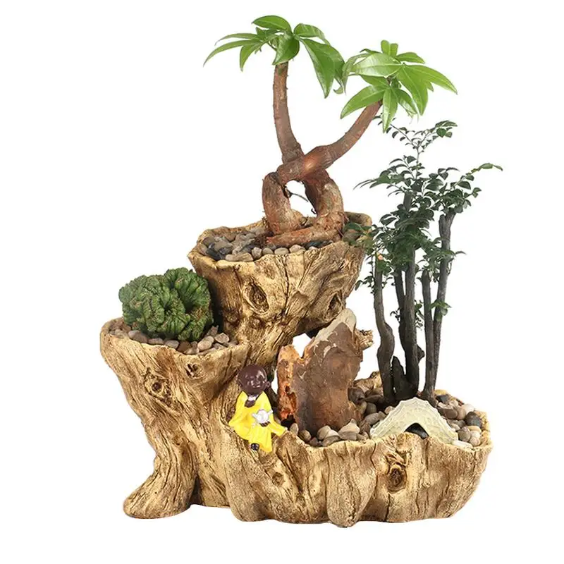 

Three Holes Beautiful Artificial Root Succulents Flower Pot Extra Large Flower Bonsai Home Garden Festival Wedding Decoration