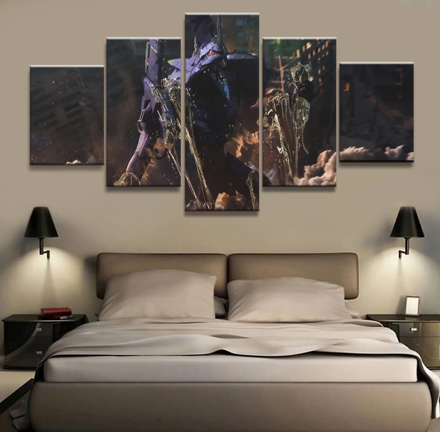 

5 Piece NEON GENESIS EVANGELION EVA Anime Poster Wall Pictures for Home Decor Poster Artwork Wall Decor Canvas Wholesale