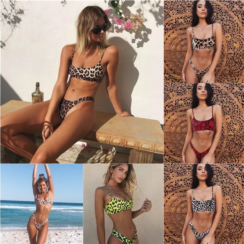

Bikinis 2019 Sexy Leopard Micro Bikini Set Push Up Thong Biquini High Cut Swimwear Women Mini Swimsuit Female Bathing Suit