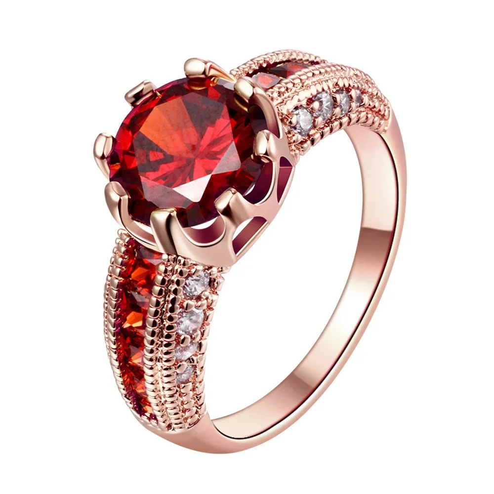 

Luxury Red Stone Crystal Rings for Females Bizuteria Sliver Color Wedding Engagement Ring Jewelry Bagues Pour Birthstone Jewelry