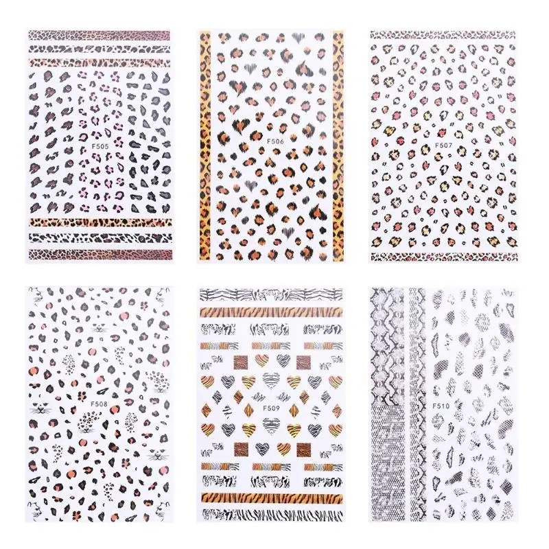 

1PC Nail Sticker 3D DIY Nail Art Self-adhesive Animal Skin Pattern Stickers Decals DIY Manicure Decorations
