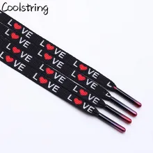 Coolstring 7mm Thermal Transfer Bootlace Flat Single Layer Network Laces With Printing Sublimated Love Shoelaces With Metal Tips