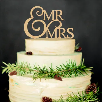 

1pcs Wooden Mr&mrs Wedding Cake Topper Marriage Wedding Decoration Insert Wedding Gift for Guest Party Decoration-S