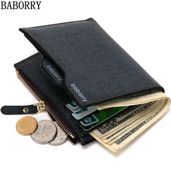 

BABORRY 2018 Fashion Men Wallets Luxury Brand Wallet Male Card Holder Zipper Men's Wallet with Coin Bag Gift Carteira Masculina