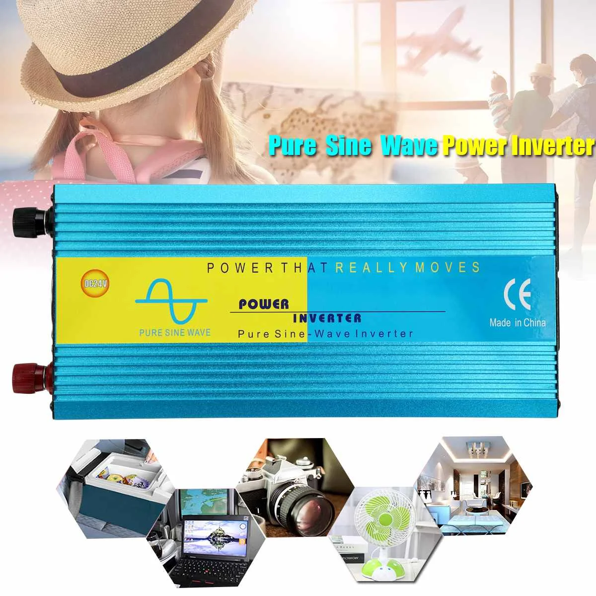 

DC12/24V To 220V P eak 6000W Pure Sine Wave Watt Power Inverter Car Caravan Camping Universal USB Port Intelligent Protection