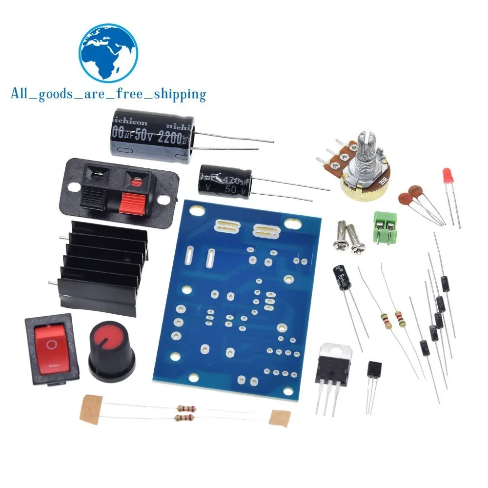 LM317 DIY Kit понижающий модуль питания регулируемый регулятор напряжения переключатель сбрасываемый предохранитель электролитический конденсатор доска