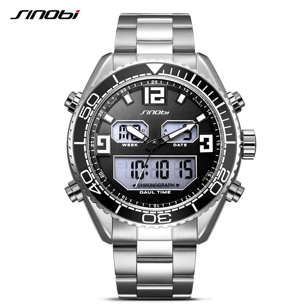 

SINOBI Top Brand Wrist watches Dual Display Men's Watch Men Watch Waterproof LED Digital Sport Watches Clock saat reloj hombre
