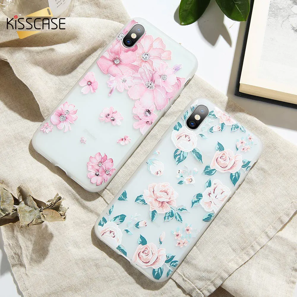 KISSCASE Lovebay чехол для телефона iPhone 6 6S 7 8 Plus X XR XS Max 5 5S SE Модный 3D Рельефный цветок лист