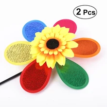 2 шт цветной Подсолнух пластиковый штифт ветряной мельницы блёстки ветер Спиннер детские игрушки сад газон вечерние Декор