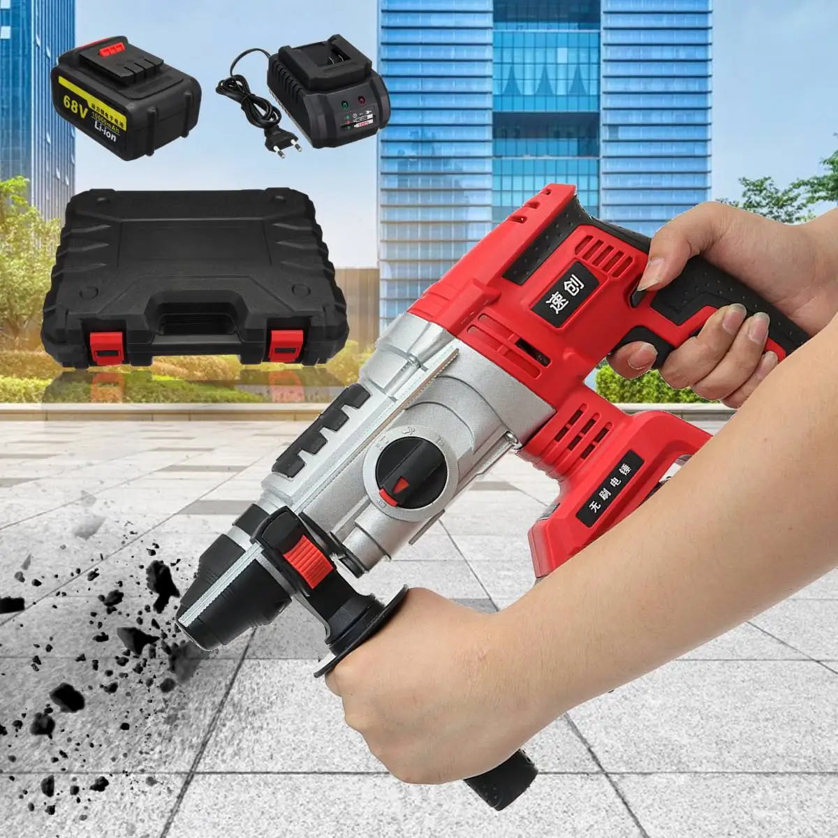 

4 Functions 68V/88V Electric Brushless Hammer Cordless Power Impact Drill with Lithium Battery Power Drill Electric Drill