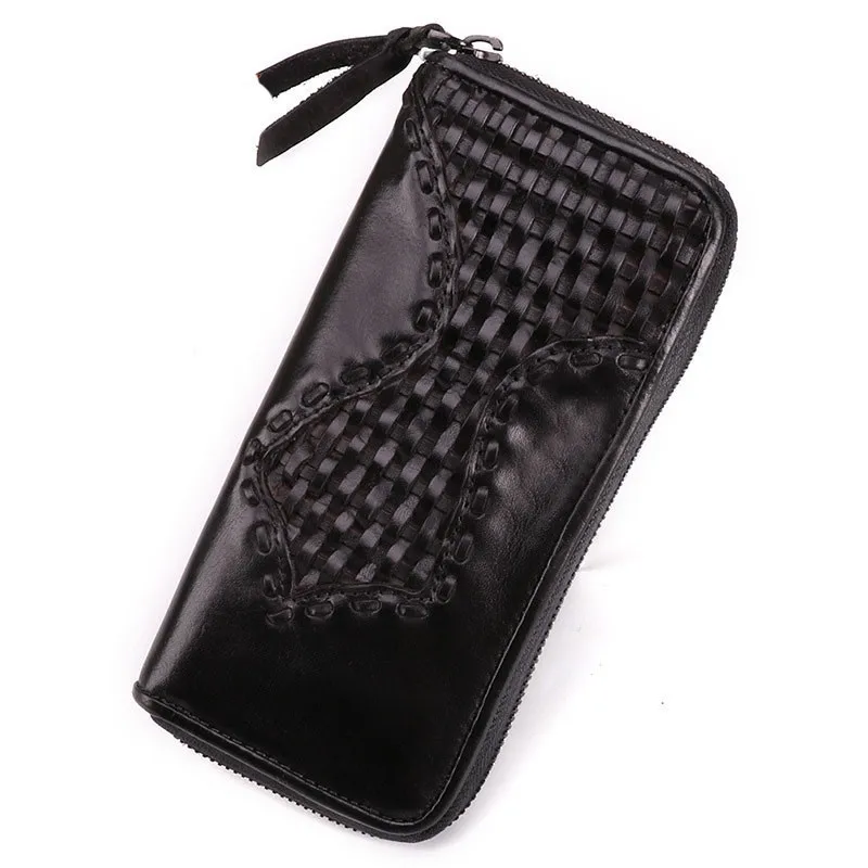 

Cow Skin Women's Wallet 2019 New Long Style Lady Purse Zipper Pocket Handmade Genuine Leather Wallet Multiple Card Holder Men's
