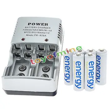 

6x AA 3300mAh 1.2V Ni-MH Energy Rechargeable Battery white + Charger 4 lots