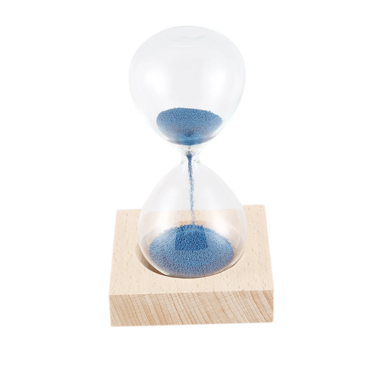 

LBER Blue wood + glass + iron powder sand iron flowering magnetic hourglass with packaging hourglass 13.5 * 5.5cm wooden seat