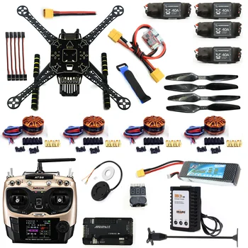 

DIY Unassembled 4 Axle RC FPV Drone S600 Frame Kit with APM 2.8 No Compass 700KV Motor 40A ESC Battery Charger AT9S TX F19457-H