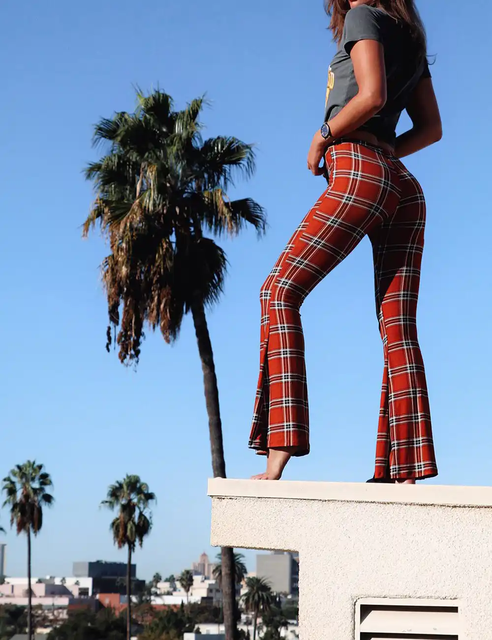 bootcut plaid pants