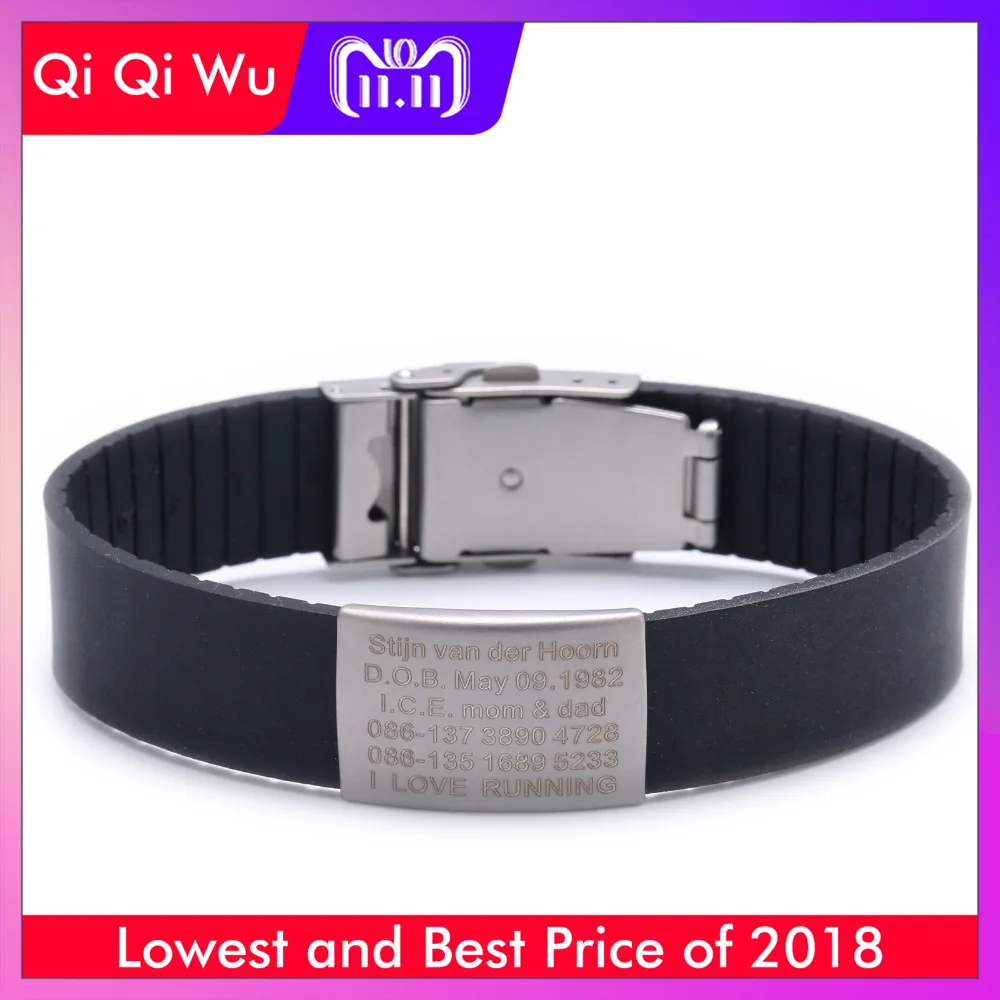 Silicone Custom Kids ID Bracelet Child Engraved Identification Bracelets Baby SOS Wrist Band