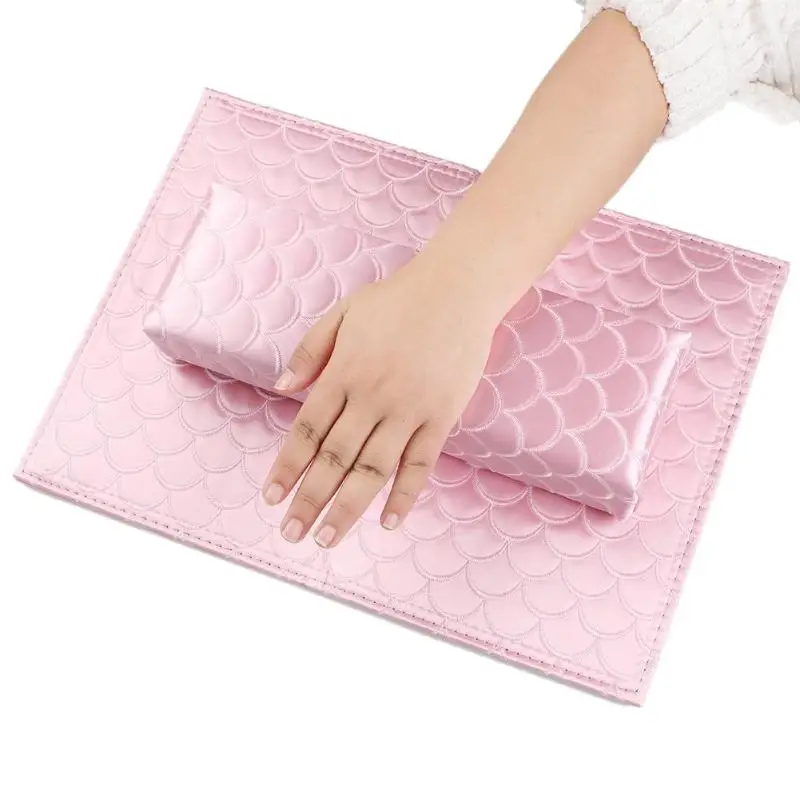 1 set Pro Nail Art Pillow Hand Cushion Holder Fish Pattern Satin Nail Pillow Cushion Soft Hand
