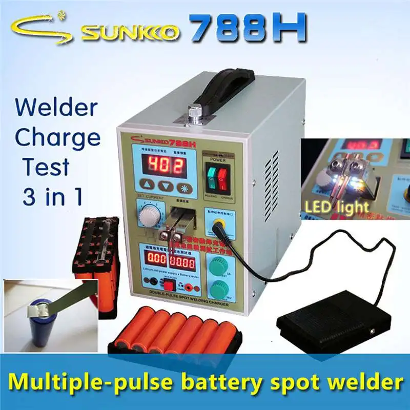 

SUNKKO 788H 220V 110V 1.5KW Dual Spot Welding Welders Welding Machine Battery Charger