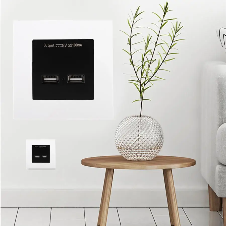 

Power Plug Wall Charger Power Plug Adapter Wall Mount Dual USB Adapter Panel Charger Panel