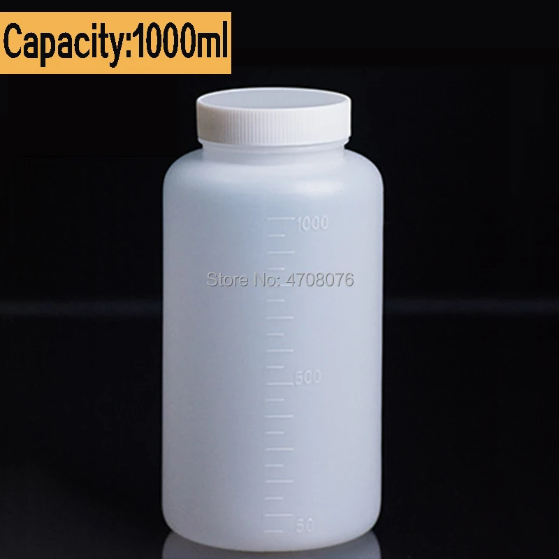 

1000ml 2pcs/pack PE lab reagent bottle with scale Plastic sample vials with screw lid wide mouth round for chemical experiment