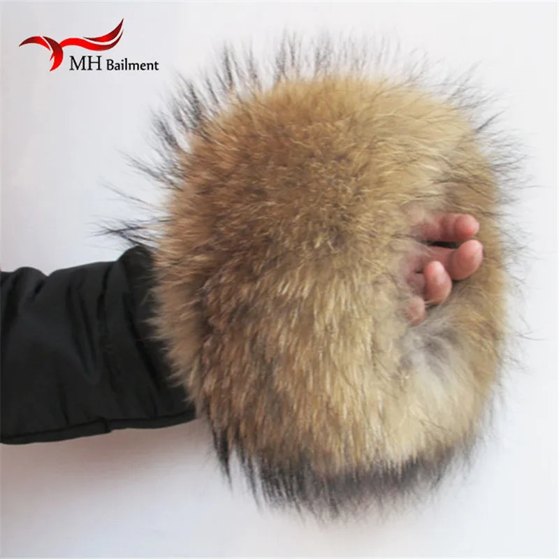 Ladies Raccoon Arm Warmers Sets Natural Color Real Raccoon Fur Cuffs Ladies Coat Arm Sets Winter Sleeves Sleeve Wrist Warmer raccoon arm warmers