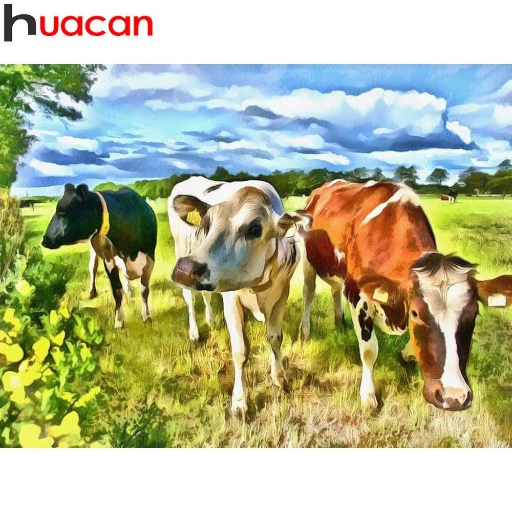 

HUACAN Full Square Animal Diamond Painting Cow DIY Diamond Embroidery Painting With Diamonds Scenic Decoration Home Rhinestone