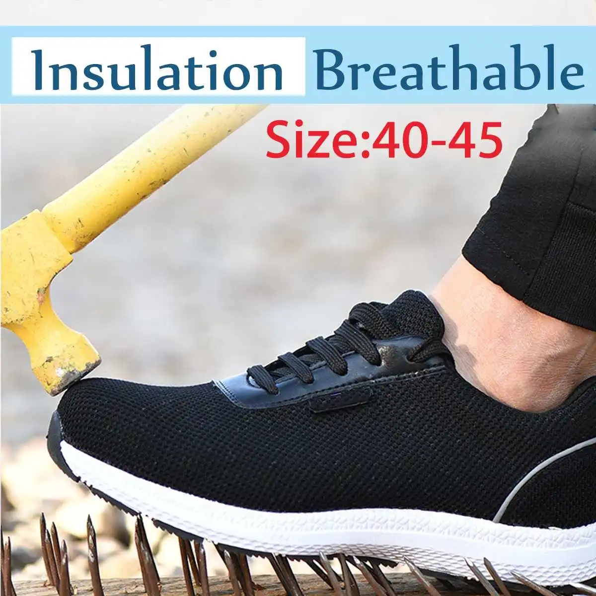 

Men Lightweight Steel Toe Cap Work Safety Shoes 6KV Insulation Reflective Anti-puncture Breathable Construction Safety Boots