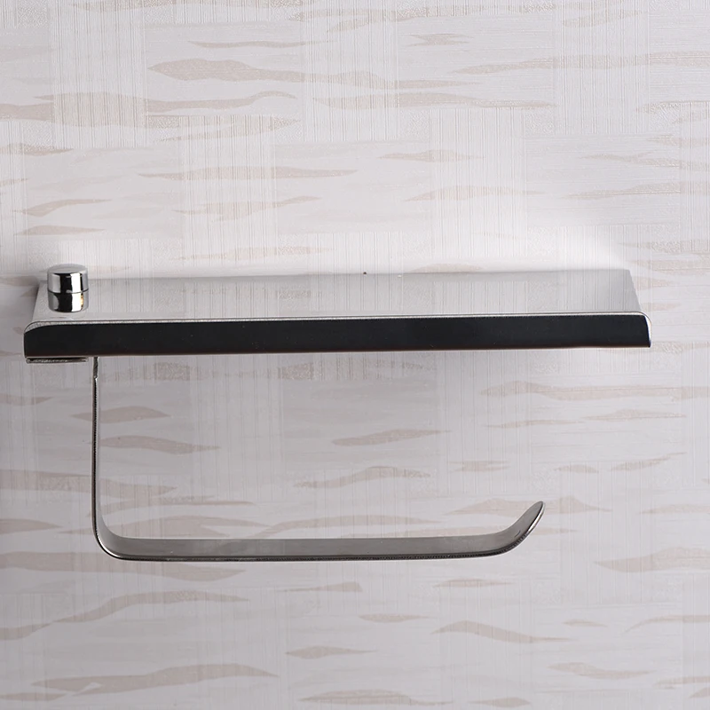 ZhangJi настенный металлический держатель для туалетной бумаги с телефонной полкой для ванной комнаты из нержавеющей стали держатель для рулонной бумаги держатель для мобильного телефона