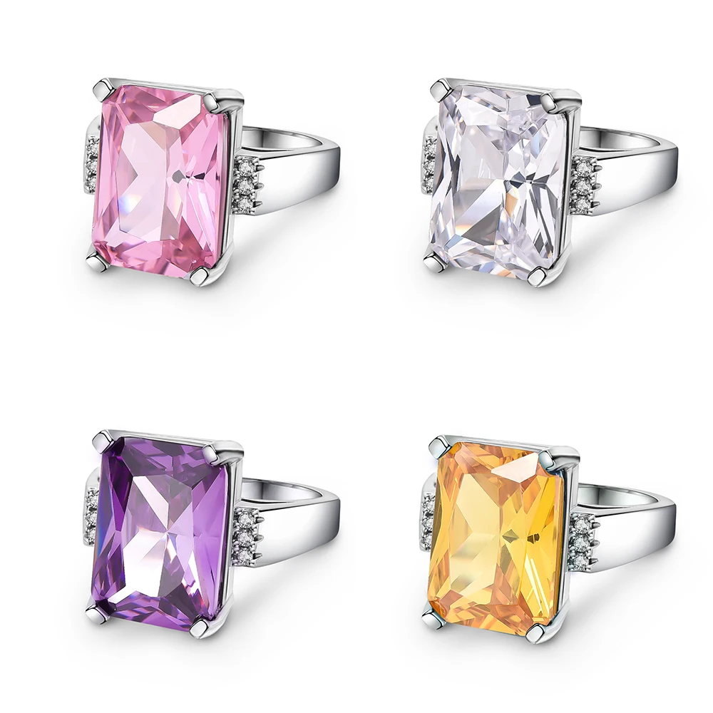 4 Colors Classical Cubic Zircon Rings Fashion Rhinestone Jewelry Women