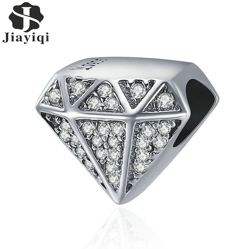 

Jiayiqi 925 Sterling Silver Vintage Noble Rhombus Shape Beads European Charms For Women DIY Christmas Gift Bracelets BUSINESS