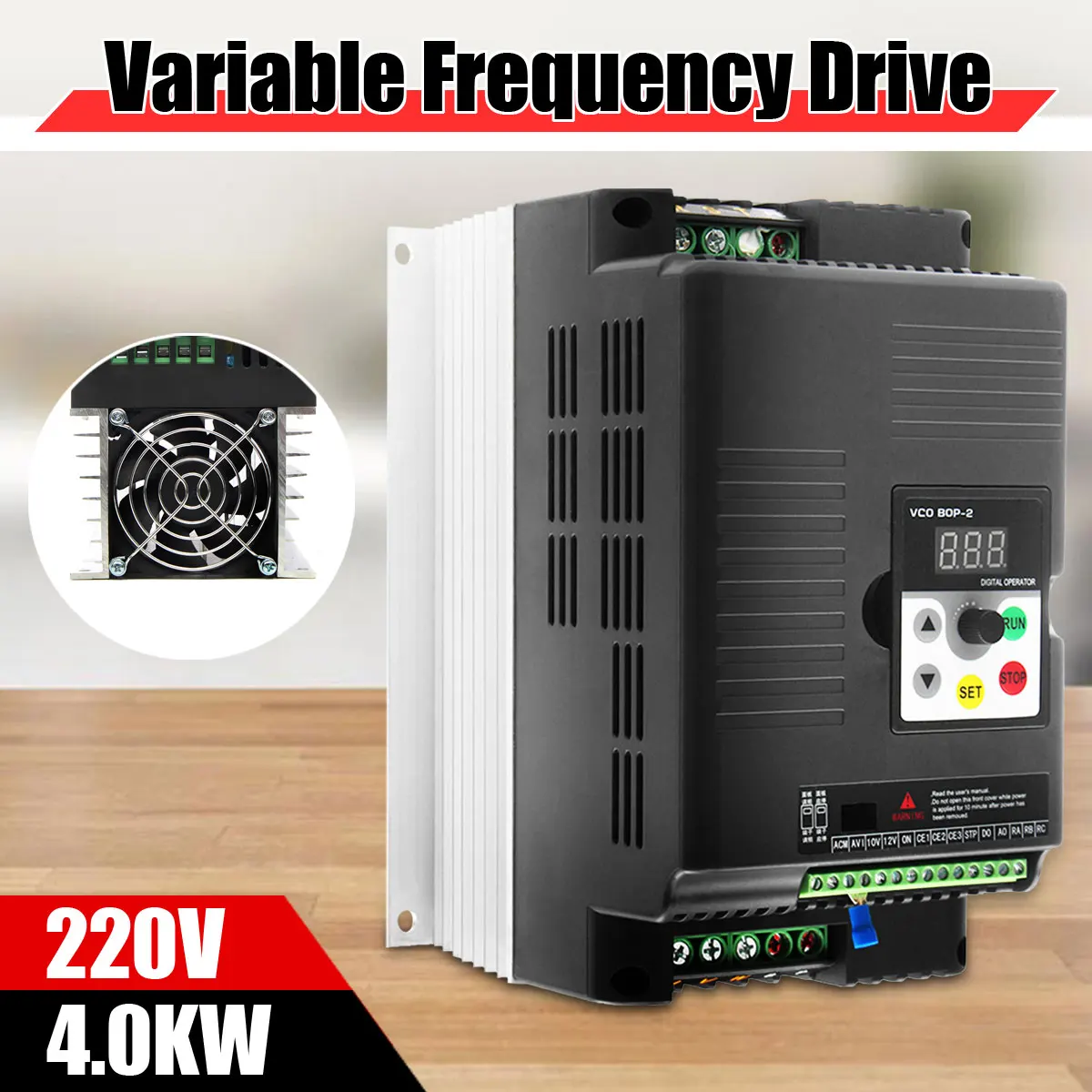 

4.0KW 220V Single Phrase Variable Frequency Inverter Converter LED Display Air-cooled + Fan for Motor Speed Control Converter