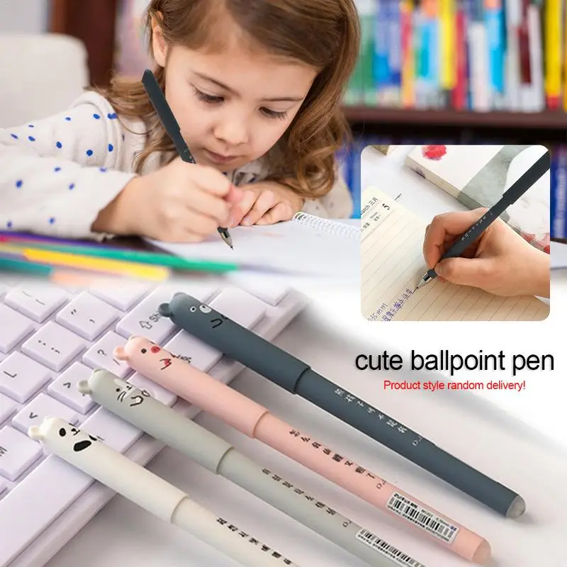 

4 Cute Pigs Panda Erasable Gel Pen Cartoon Erasable Easy to Rub Magic Rub Gel Pen Cute Ballpoint Pen