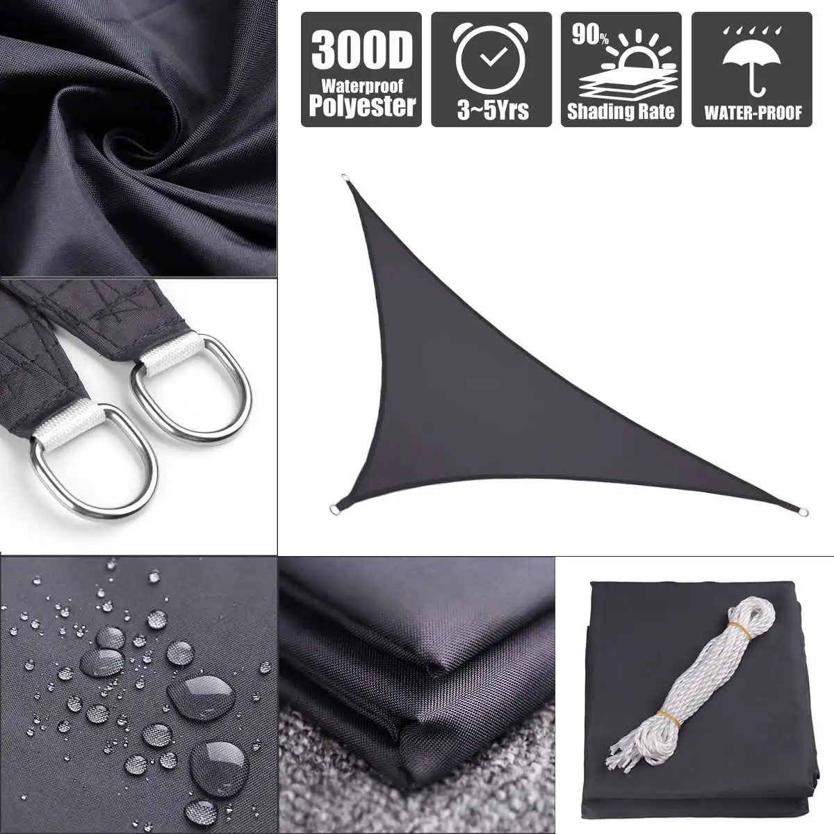 300D impermeable poliéster toldo triángulo Regular sombra Extra pesada vela sol exterior refugio para el jardín tiendas de campaña 300D impermeable poliéster toldo triángulo Regular sombra Extra pesada vela sol exterior refugio para el jardín tiendas de campaña