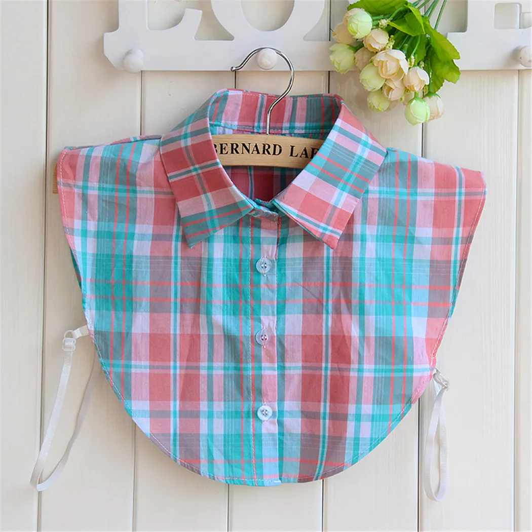 

Fashion Cotton Detachable Collar Plaided Shirt Fake Collar Women Men Tie Korean Top Blouse False Collar Clothes Accessories