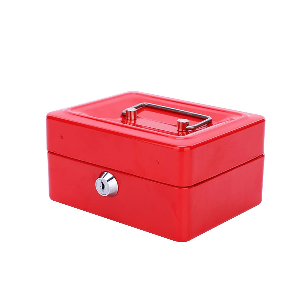 

Mini Portable Steel Cash Safe Box Lockable Coin Security Box Storage Case in Small Size (Red)