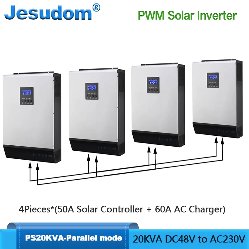 20KVA/16KW PWM солнечный сетевой инвертор Встроенный 4 * 48V50A контроллер заряда с 60A