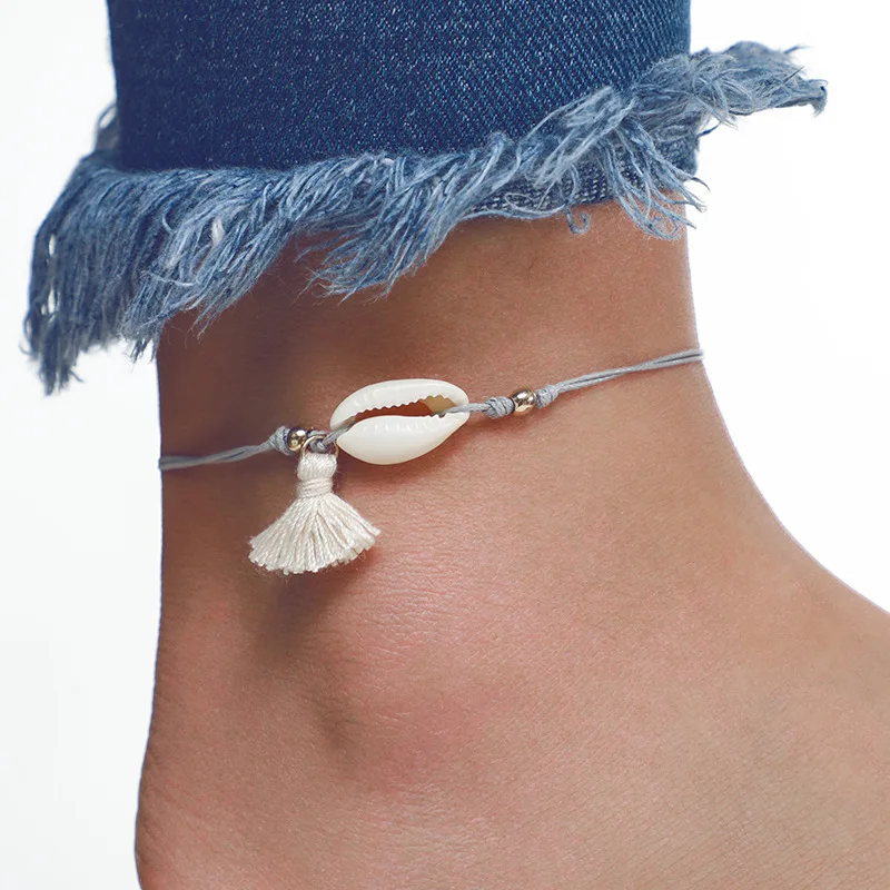 

New Bohemia Beads Rope Chain Anklets for Women Shell Foot Jewelry Tassel Bracelet Ankle on Leg Female Ankle Strap