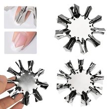 ELECOOL 1 PCS נירוסטה נייל אמנות סטיילינג צרפתית קו קצה חותך סטנסיל גוזם ציור טיפים מניקור נייל אמנות עובש צלחת(China)