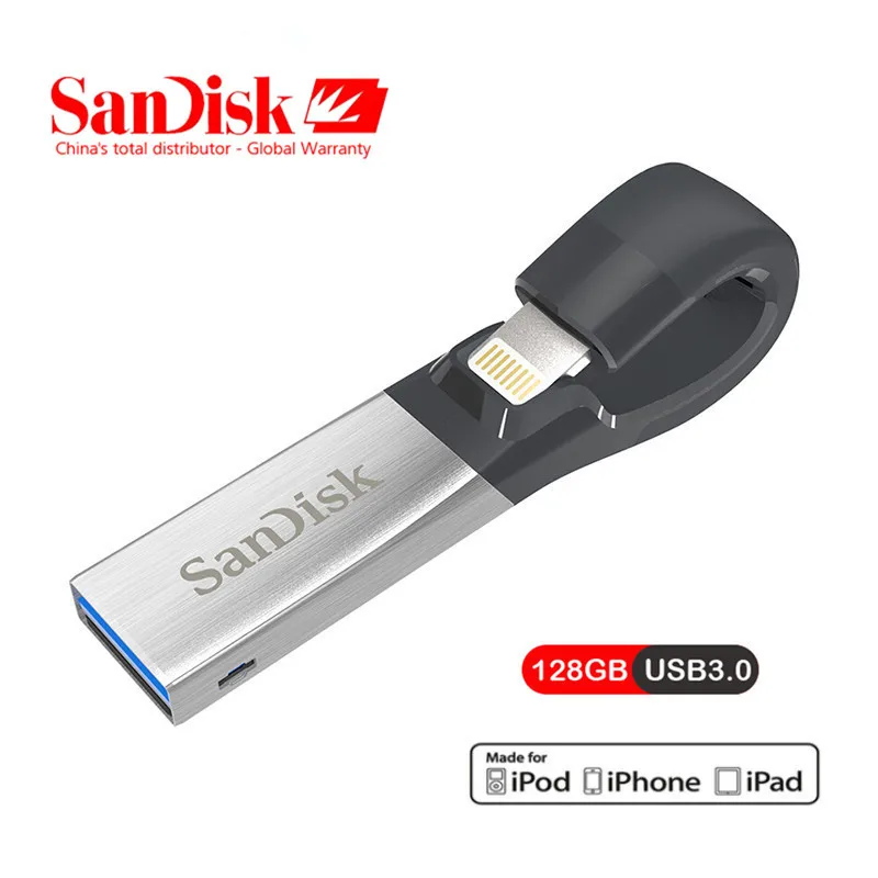 

SanDisk USB Flash Drive iXPand U Disk OTG Lightning Connector USB3.0 Stick 128GB MFi For iPhone & iPad SDIX30N USB Flash Drive
