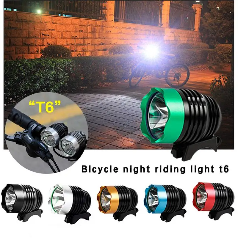 cheap 6 Colors Mountain Bike Light T6 Night Riding Equipment USB Charging Head Strong Light XML T6 Wick