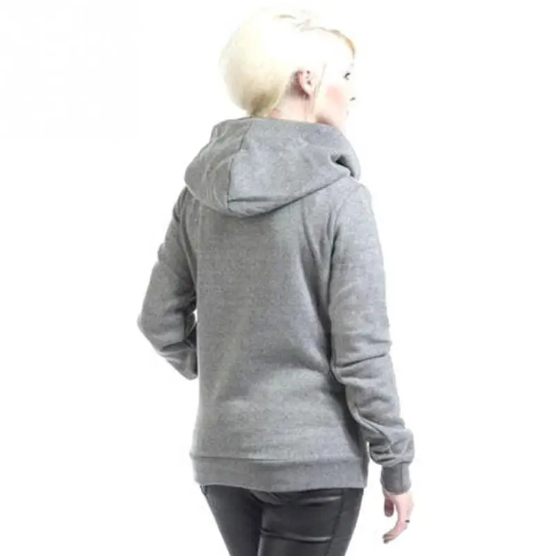 Autumn Winter Chic Design Casual Solid Women Hoodies Lapel Solid Color Hooded Sweatshirts Pullovers