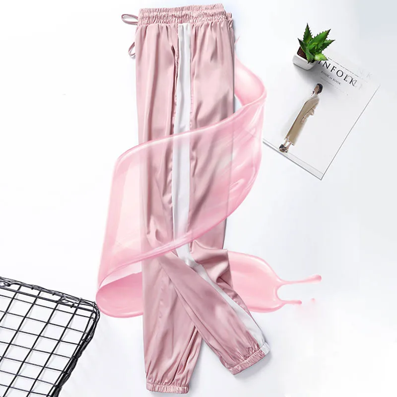 

Loyalget Casual Sports Pants Women's Sweatpants And Joggers Patchwork Striped Sweat Pants 2019 Spring Summer High Waist Trousers