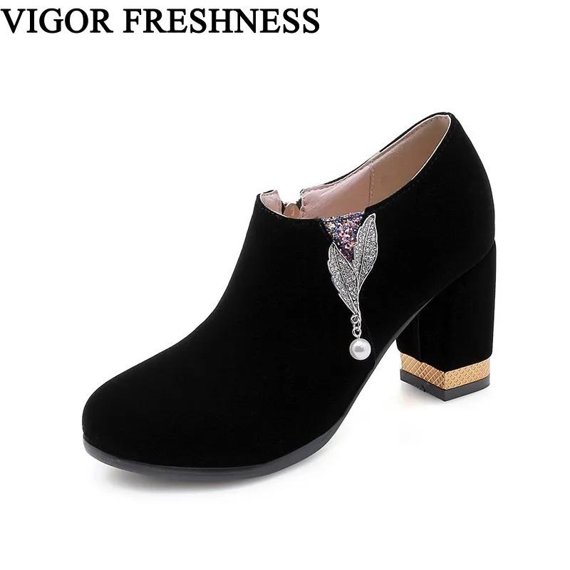 

VIGOR FRESHNESS Woman Shoes Middle Heels Spring Shoes Women Pumps Autumn Sexy Office Ladies Shoes Pumps Shoes Sizes 48 49 MY231