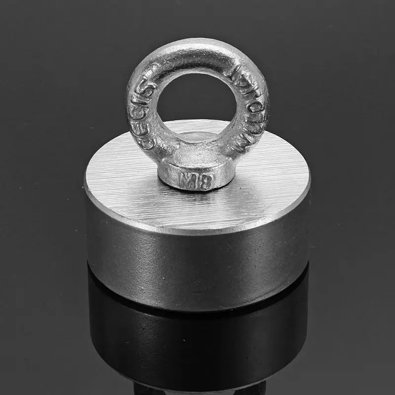 

1Pcs D60x25mm 300kg Neodymium Recovery Magnet Metal Detector with Handle Ringscrew Strong Powerful Magnetic for Sea Hunting