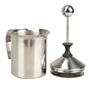 

400ML Stainless Steel Double Mesh Milk Frother Milk Foamer Milk Creamer (400ml/13.5oz) Silver