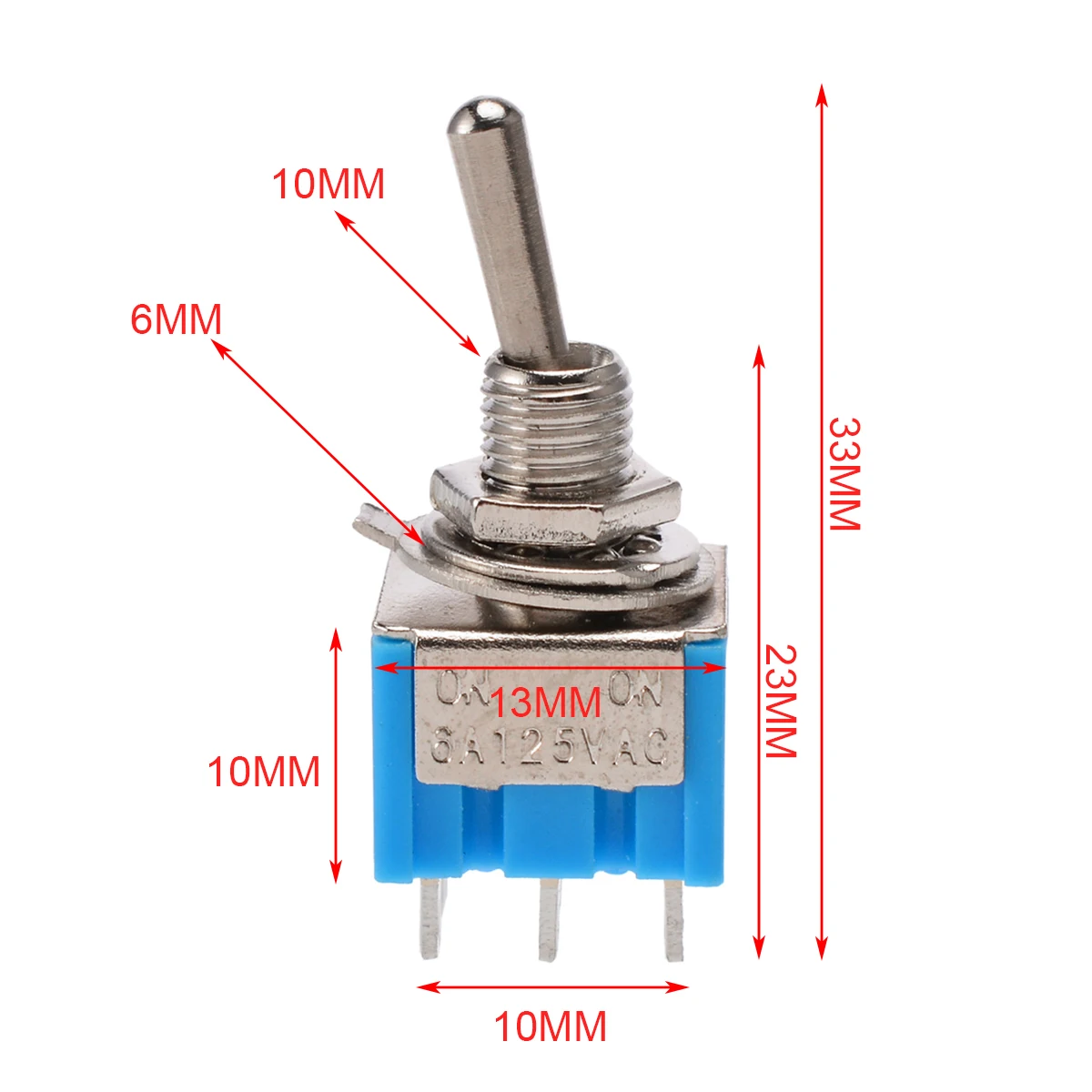 10 шт. синий MTS 202 2 положения 6 Pin DPDT переключатели набор вкл. 6A 125V AC мини маленький