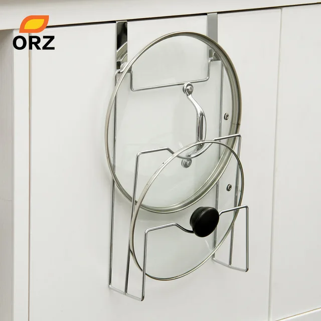 Best Offers ORZ Cabinet Door Hook Pan Pot Cover Lid Rack Stand Stove Organizer Kitchen Storage Holder Rack Shelf Kitchen Accessories 